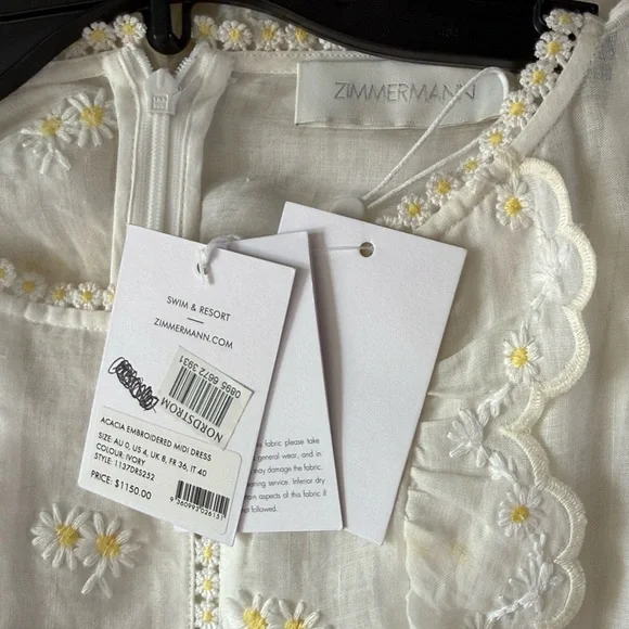 NEW Zimmermann Acacia embroidered midi dress - Picture 10 of 11